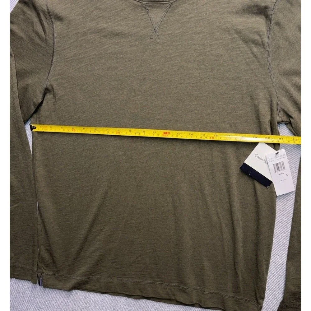 NWT Calvin Klein Jeans Men's Size L Long-Sleeve Slub Knit T-Shirt Olive Green